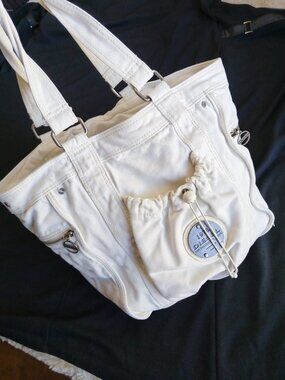 Diesel 1978 For Successful Living Off-White Canvas Tote Shoulder Bag Purse
